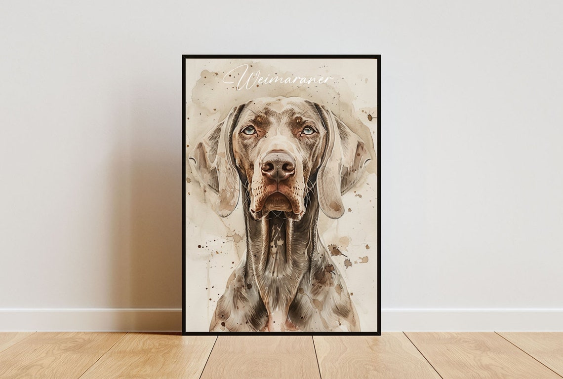 Weimaraner Watercolor Dog Portrait Poster for Dog Lovers Decor