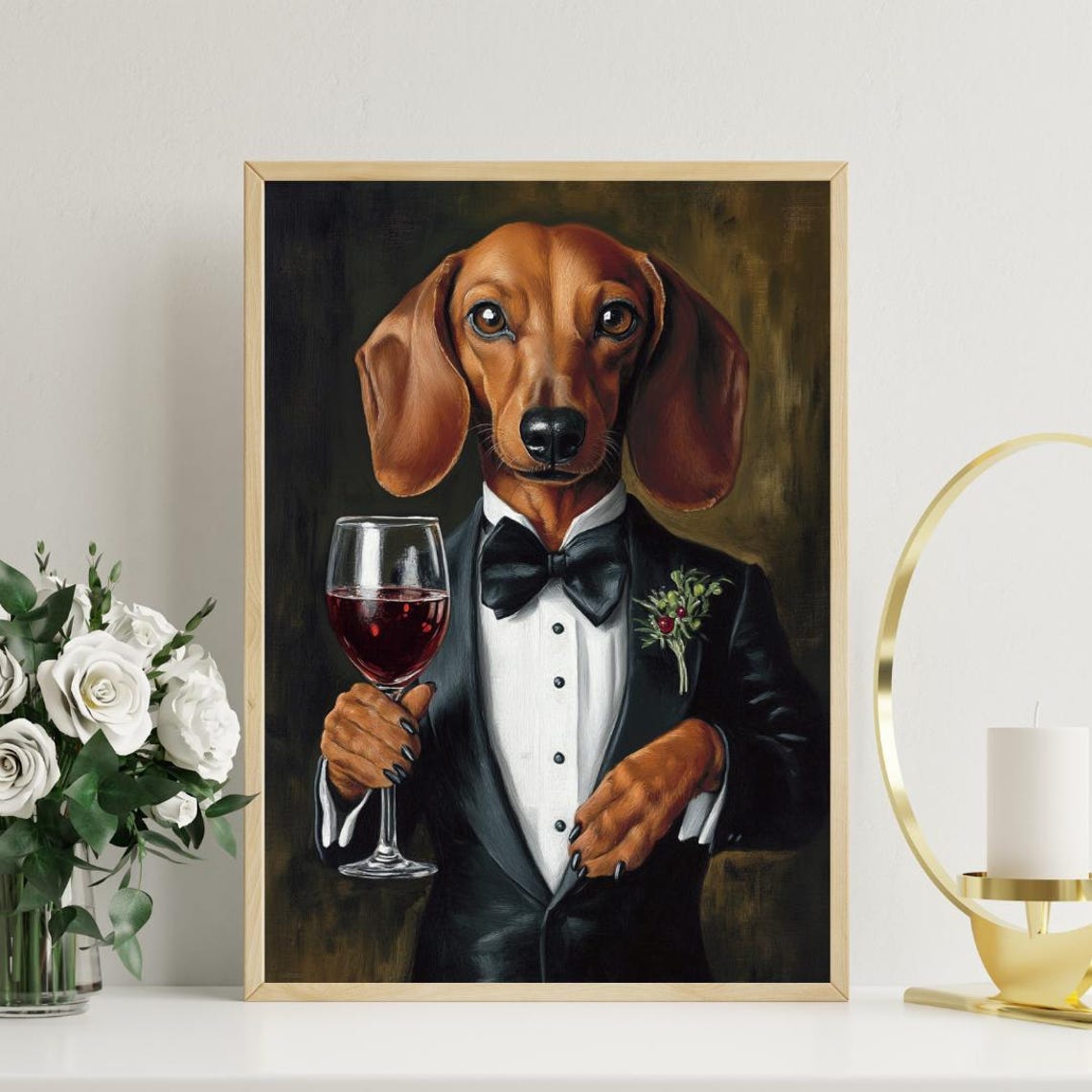 Dachshund In Tuxedo Poster Poster Dachshund In Suit Print Dog Wall Art Dachshund Portrait Dog Living Room Poster Funny Dachshund Art - Image 3