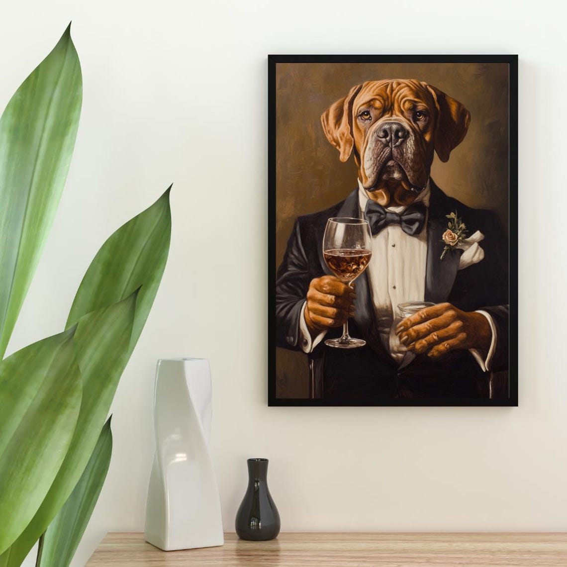 Mastiff In Tuxedo Poster Pet Poster Mastiff In Suit Print Dog Wall Art Mastiff Portrait Dog Living Room Poster Funny Mastiff Art Pet - Image 2