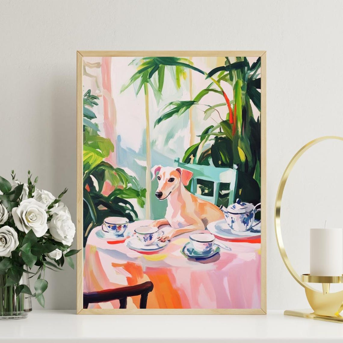 Whippet Cafe Afternoon Tea Elegant Sighthound Funny Dog Poster - Image 3