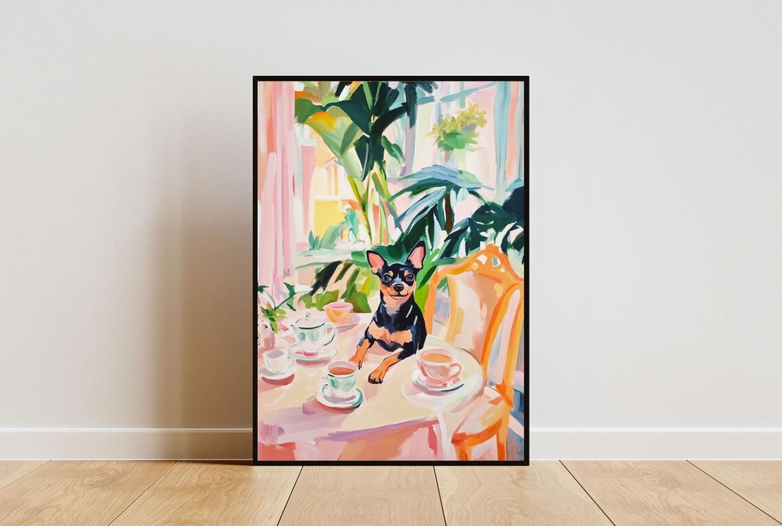 Retro Miniature Pinscher Poster, Vintage Dog Art