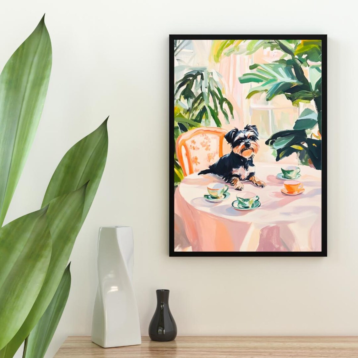 Scottish Terrier Cafe Tea Party Cute Black Scottie Dog Poster - Image 2