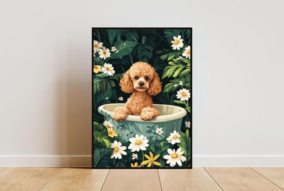 Poodle In Bathtub Poster Funny Dog Poster Poodle Bathroom Print Poodle Bath Poster Pet Poster Dog Bathroom Poster Funny Poodle Poster