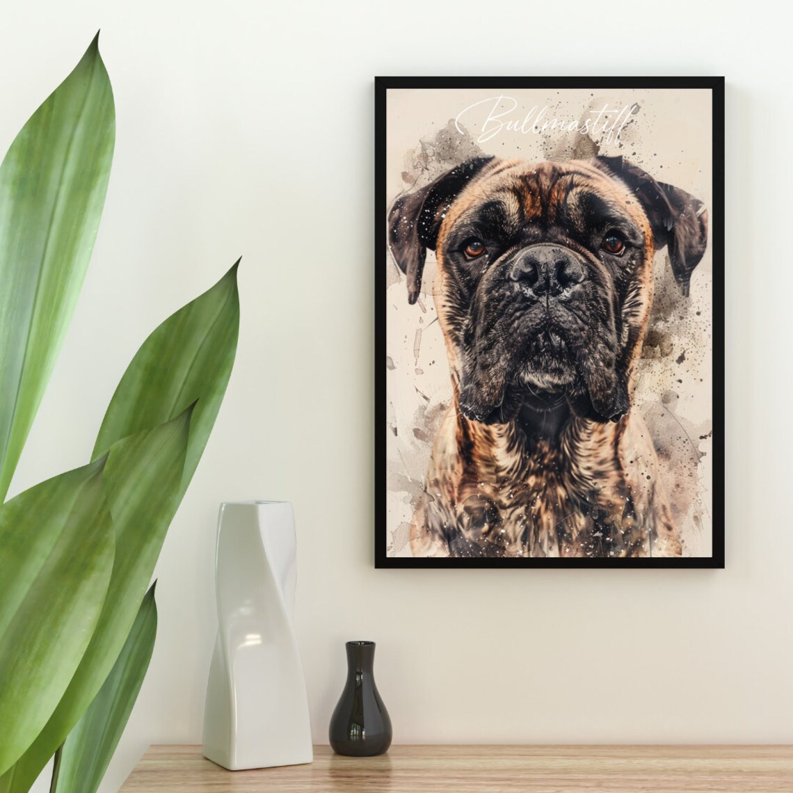 Bullmastiff Watercolor Dog Portrait Poster for Dog Lovers Decor - Image 2