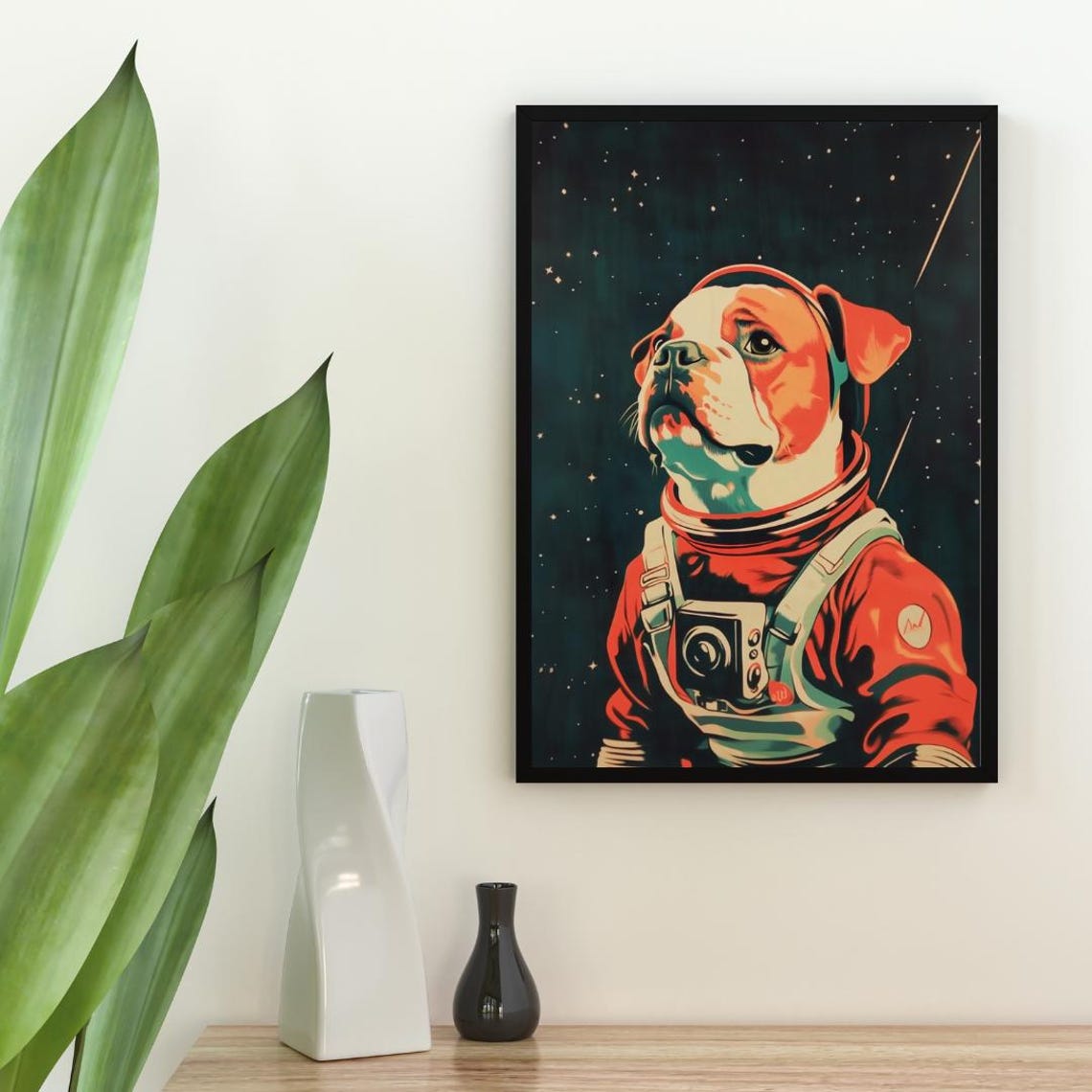 Bulldog Astronaut Retro Space Dog Pop Art Poster Gift for Dog Mom - Image 2