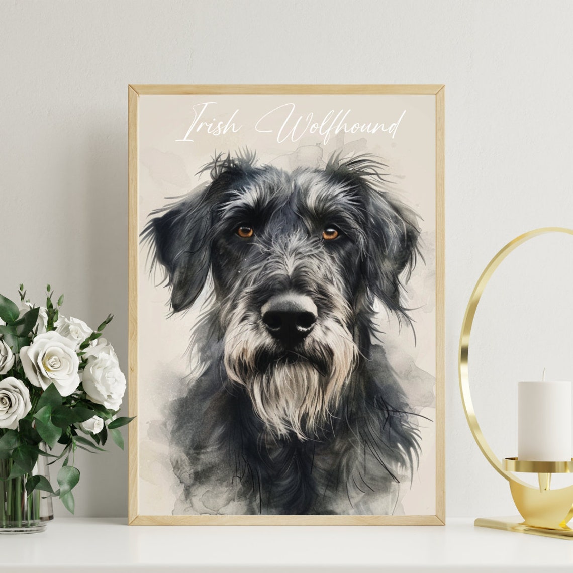 Irish Wolfhound Watercolor Portrait Poster for Dog Lovers Decor - Image 3