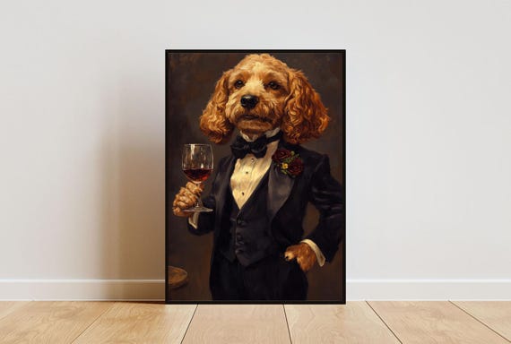 Cocker Spaniel In Tuxedo Poster Pet Poster Cocker Spaniel In Suit Print Dog Wall Art Cocker Spaniel Portrait Funny Cocker Spaniel Art