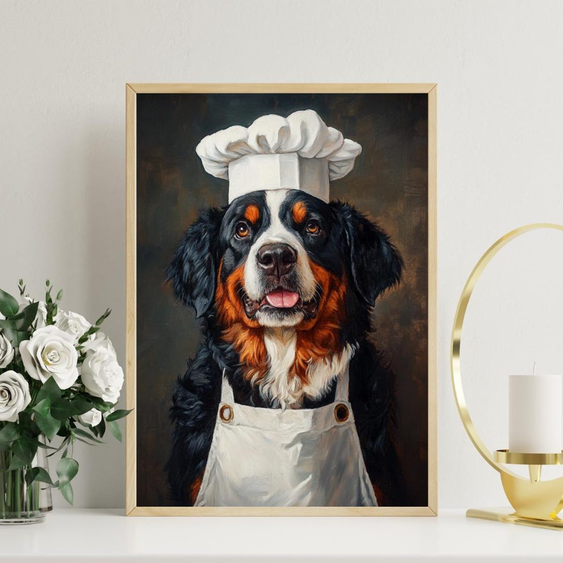 Bernese Mountain Dog Chef Portrait Poster Funny Kitchen Decor Gift - Image 3
