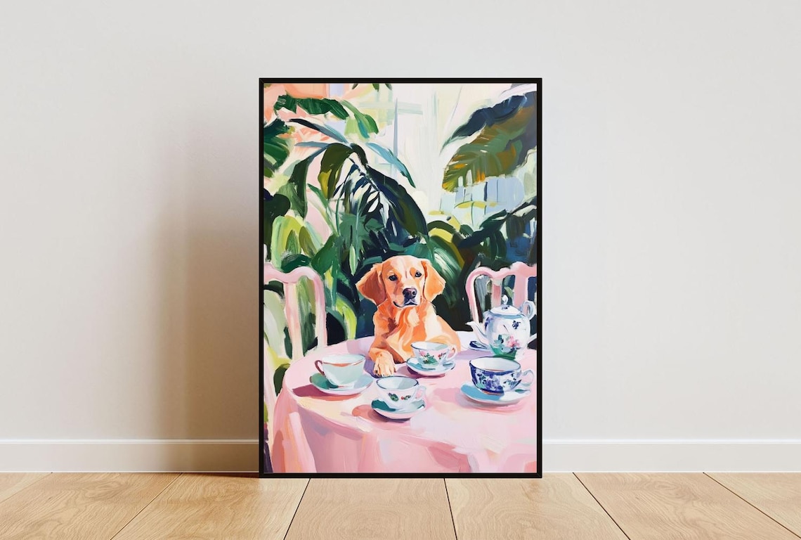 Retro Chesapeake Bay Retriever Poster Chesapeake Bay Retriever Oil Painting Vintage Poster Dog Dining Room Wall Art Retro Dog Poster Pet