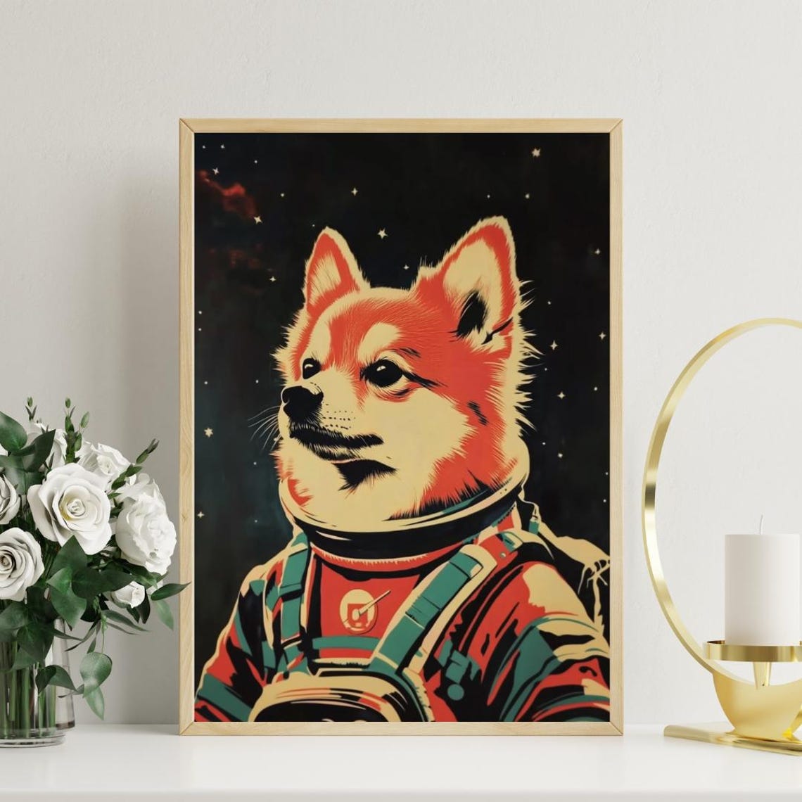 Pomeranian Astronaut Retro Space Dog Pop Art Portrait Poster - Image 3