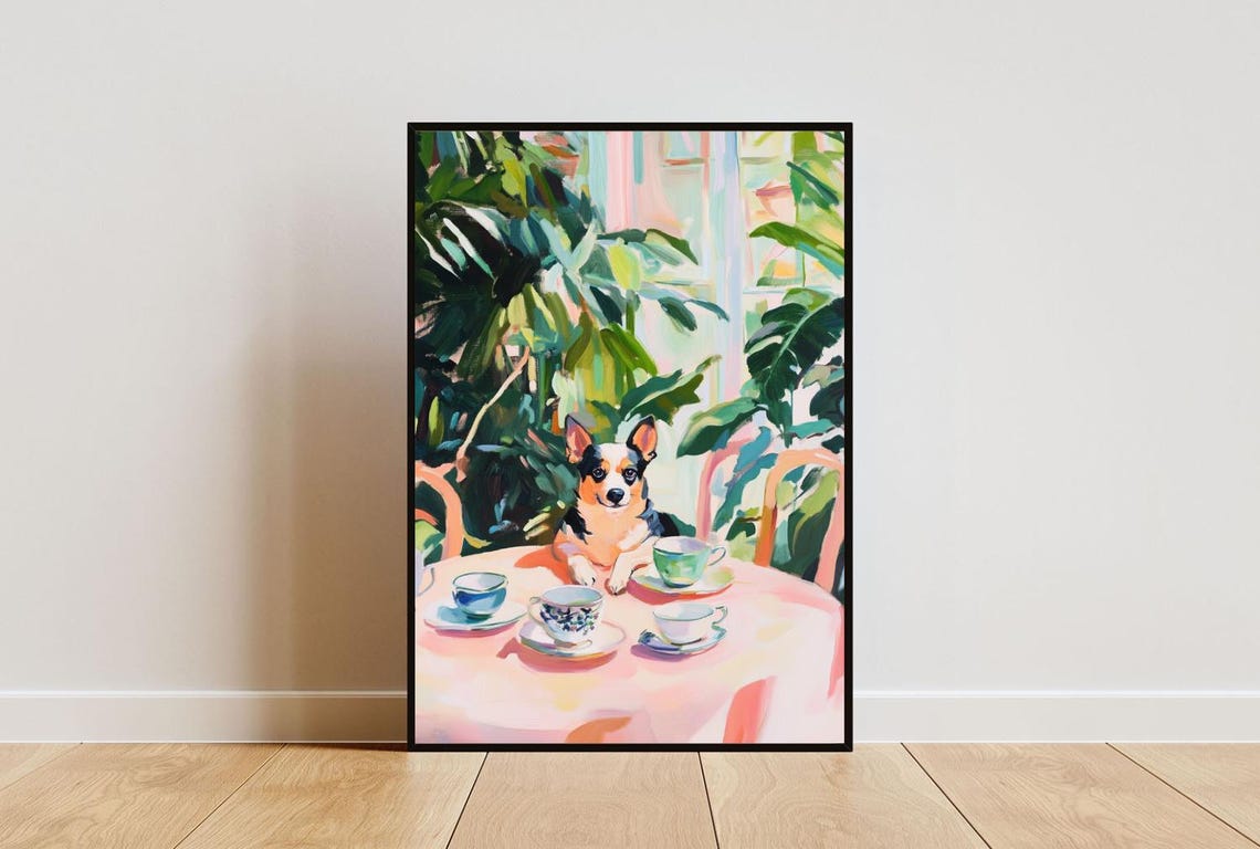 Australian Cattle Dog Cafe Tea Party Cute Funny Heeler Poster