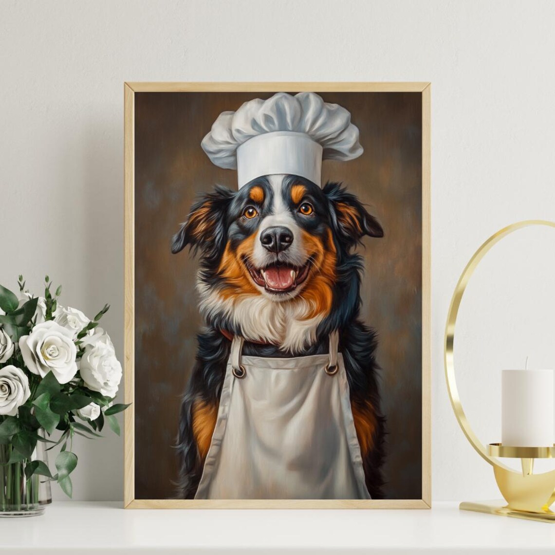 Australian Shepherd in Chef's Hat, Dog Kitchen Poster - Image 3