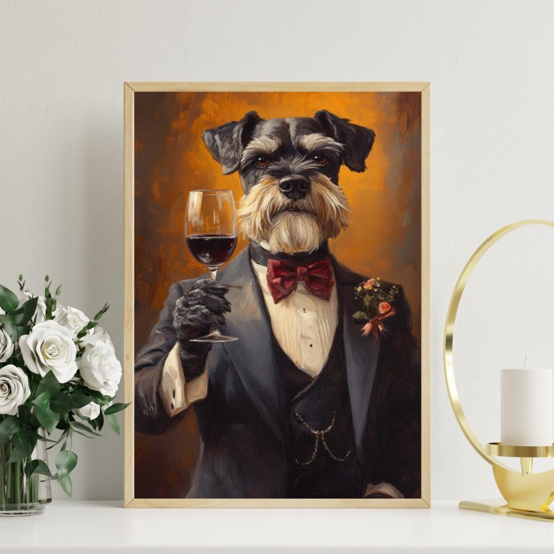Giant Schnauzer In Tuxedo Poster Pet Poster Giant Schnauzer In Suit Print Giant Schnauzer Portrait Dog Funny Giant Schnauzer Art Pet - Image 3