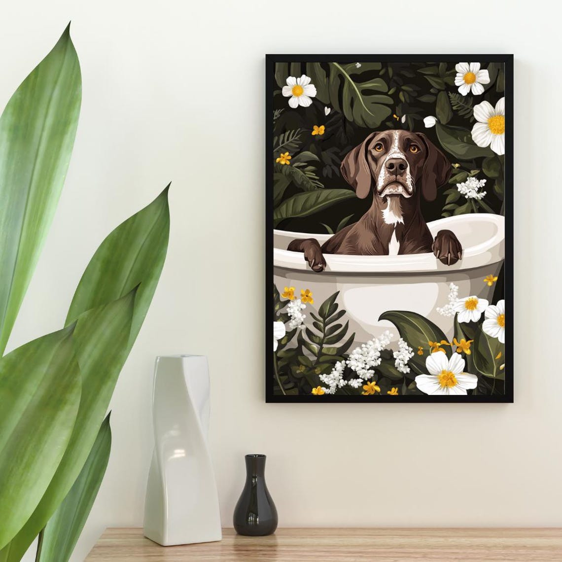 German Shorthaired Pointer In Bathtub Poster Funny Dog Poster German Shorthaired Pointer Bathroom Print German Shorthaired Pointer Bath - Image 2