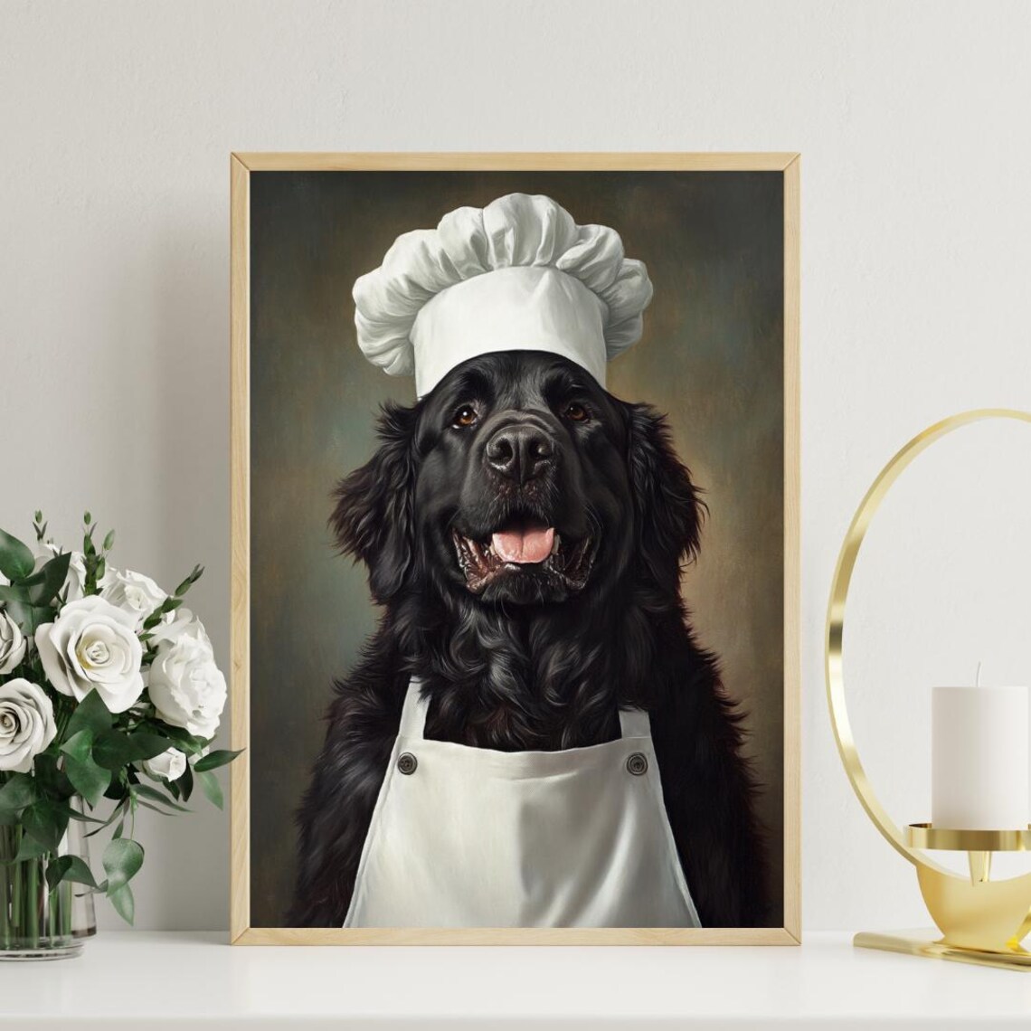 Newfoundland in Chef's Hat Dog Kitchen Art Print - Image 3