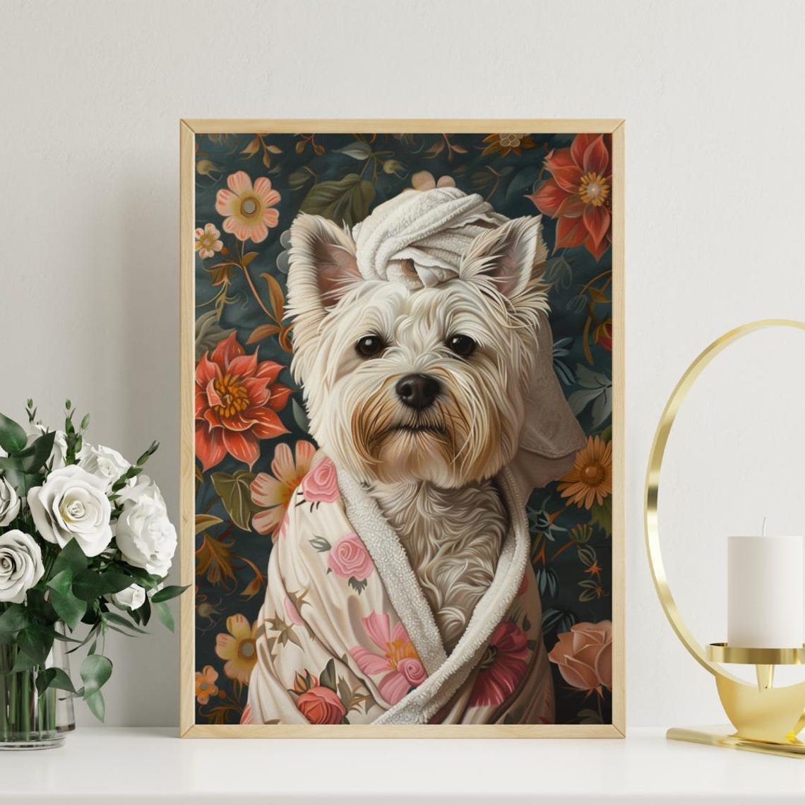 West Highland White Terrier In Bathrobe Spa Day Funny Dog Poster - Image 3
