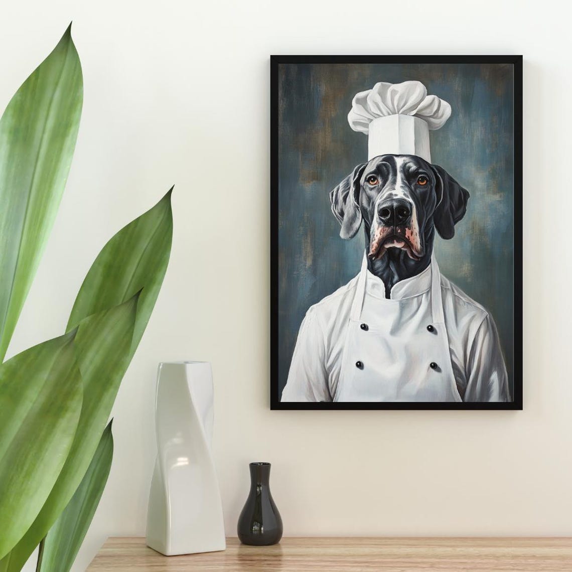 Great Dane Chef Dog Portrait Classic Painted Kitchen Art Poster - Image 2