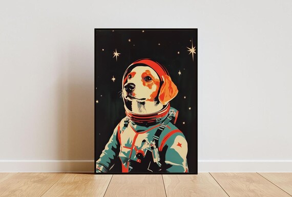 Brittany Spaniel Astronaut Retro Space Dog Pop Art Poster Gift
