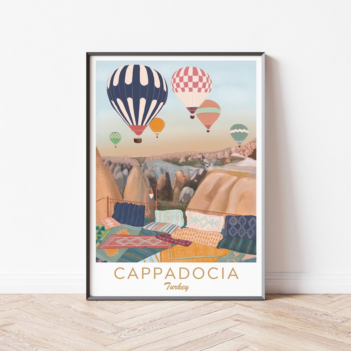 Cappadocia Turkey Hot Air Balloons Fairy Chimneys Travel Poster - Image 3