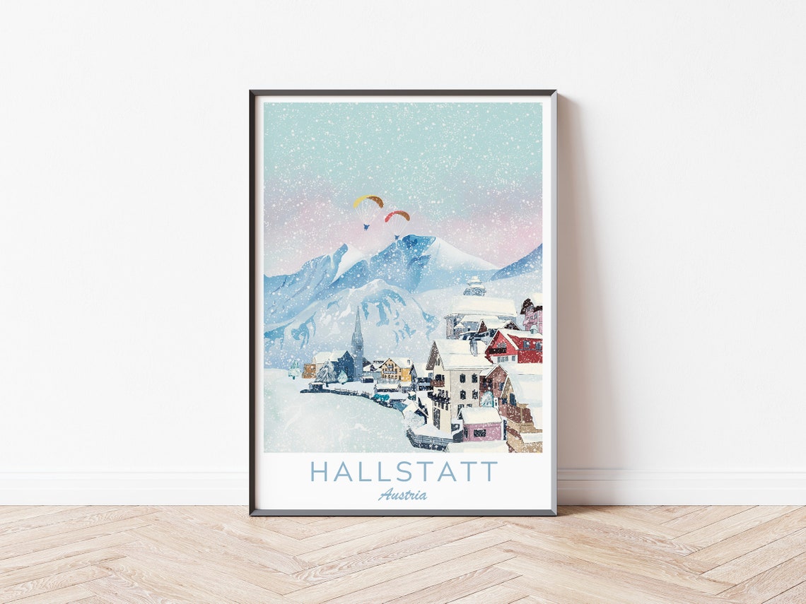 Austria Travel Print Christmas In Austria Winter Travel Art Winter Holiday Print Christmas Travel Print Ski Resort Print Christmas - Image 3