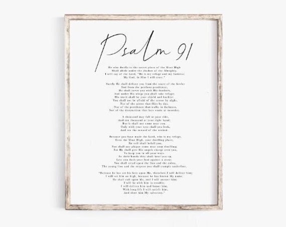 Psalm 91 Bible Verse Scripture Wall Art Print