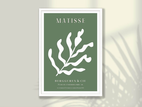 Sage Green Matisse Flower Art Print No3 Poster Floral Wall Exhibitionsage Decorkitchen