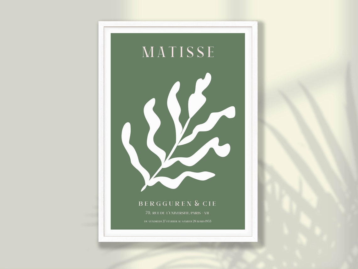 Matisse White Leaf Cutout on Green 1953 Paris Exhibition Poster