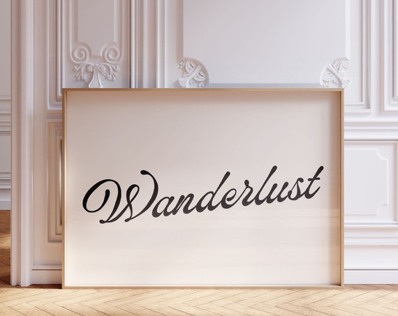 Wanderlust Horizontal Print Adventure Wall Art Travel Decor Simple Dorm Cute Lettering Trendy Pretty
