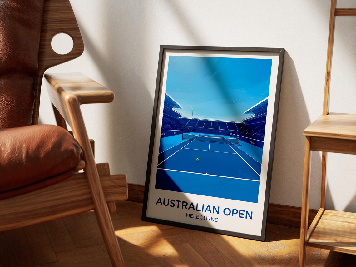 Australian Open Watercolor Tennis Court Art Print - Image 4