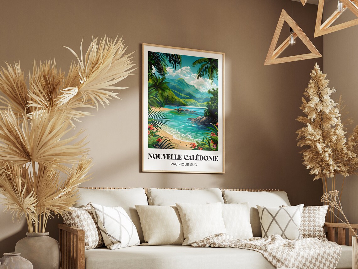 New Caledonia Travel Poster, Nouma Beach Illustration - Image 2