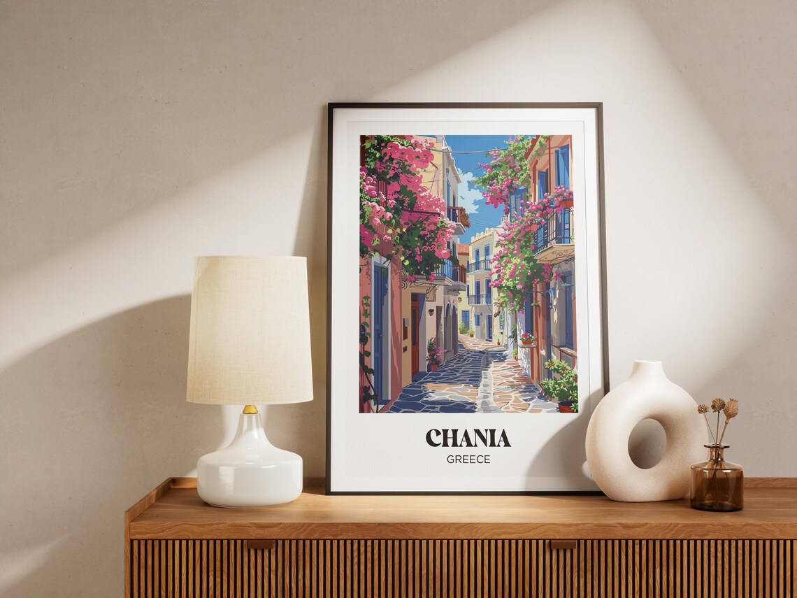 Chania Travel Poster, Crete Watercolor Art Print - Image 4