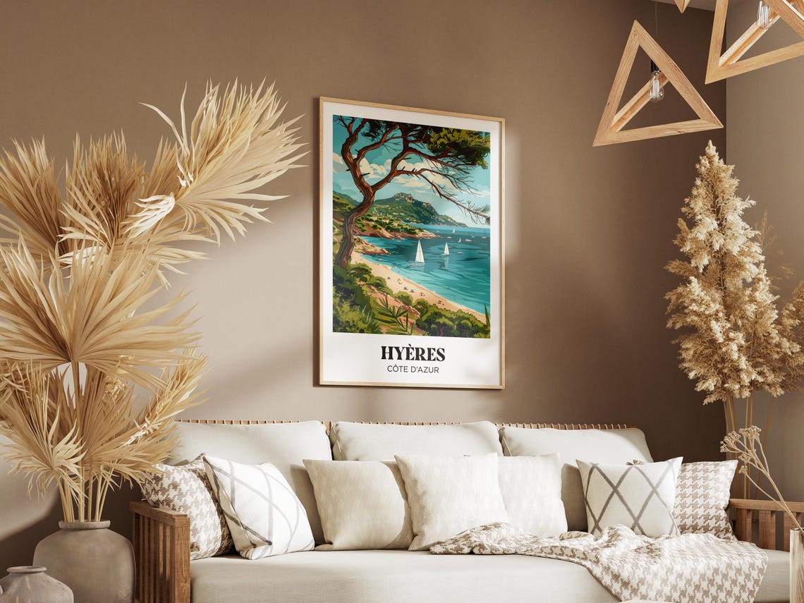Cote Dazur Travel Poster French Riviera Print Hyres Travel Poster French Riviera Beach Illustration Cte Dazur Gift Saint Tropez - Image 2