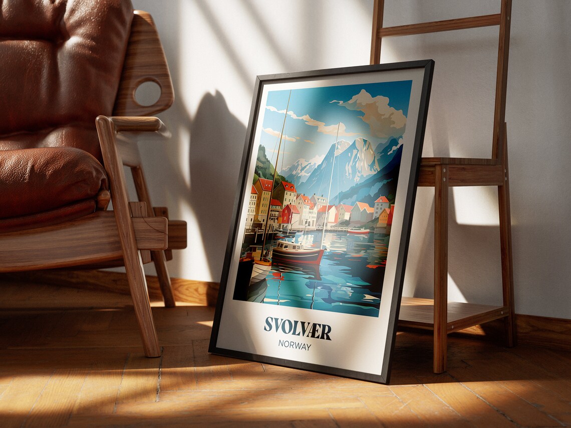 Svolvær Norway Harbor Fishing Boats Fjord Mountains Travel Poster - Image 3
