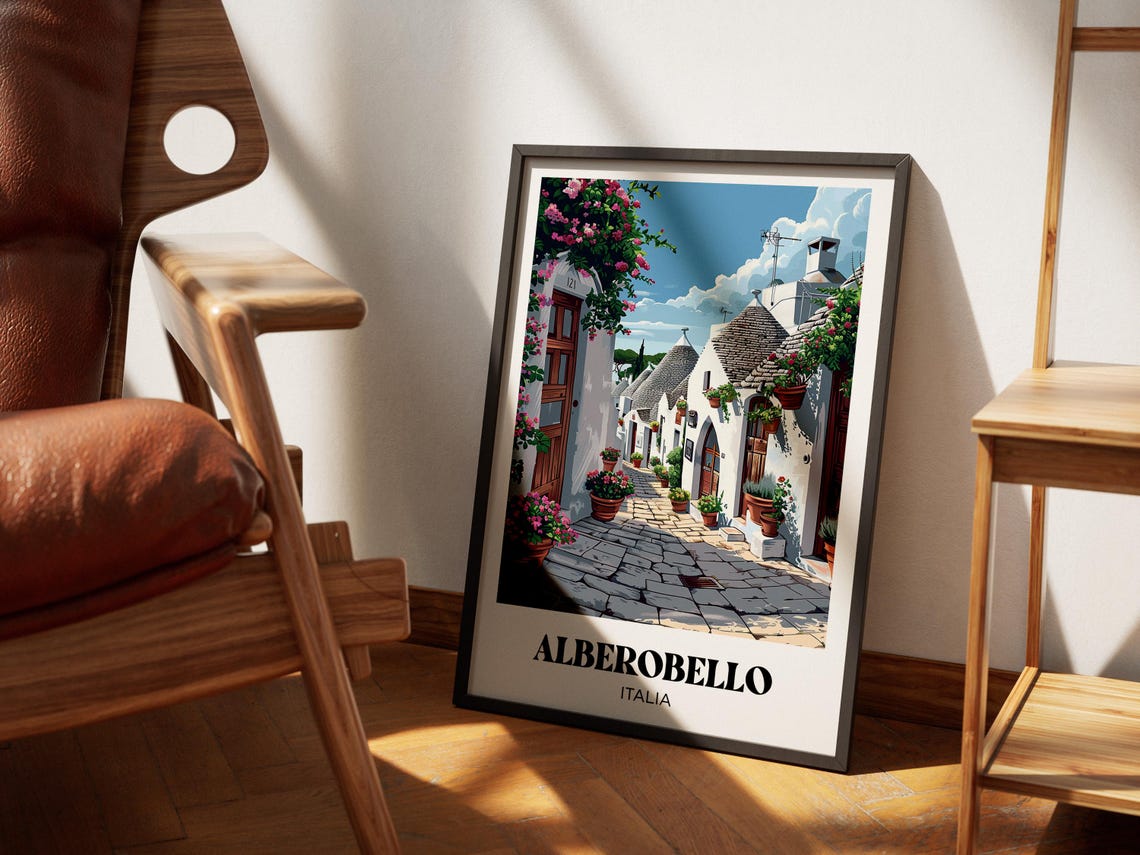 Alberobello Italia Trulli Stone Huts Flower Street Travel Poster - Image 4