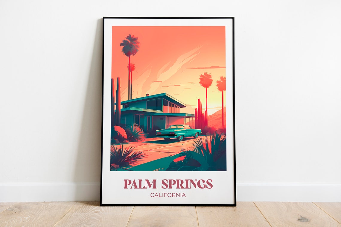 Palm Springs California Mid Century Modern Desert Home Travel Poster