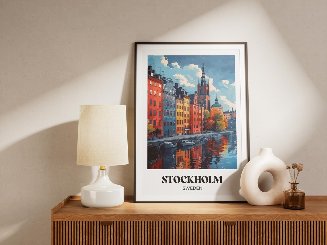 Stockholm Travel Poster, Architecture Landscape Print - Image 4