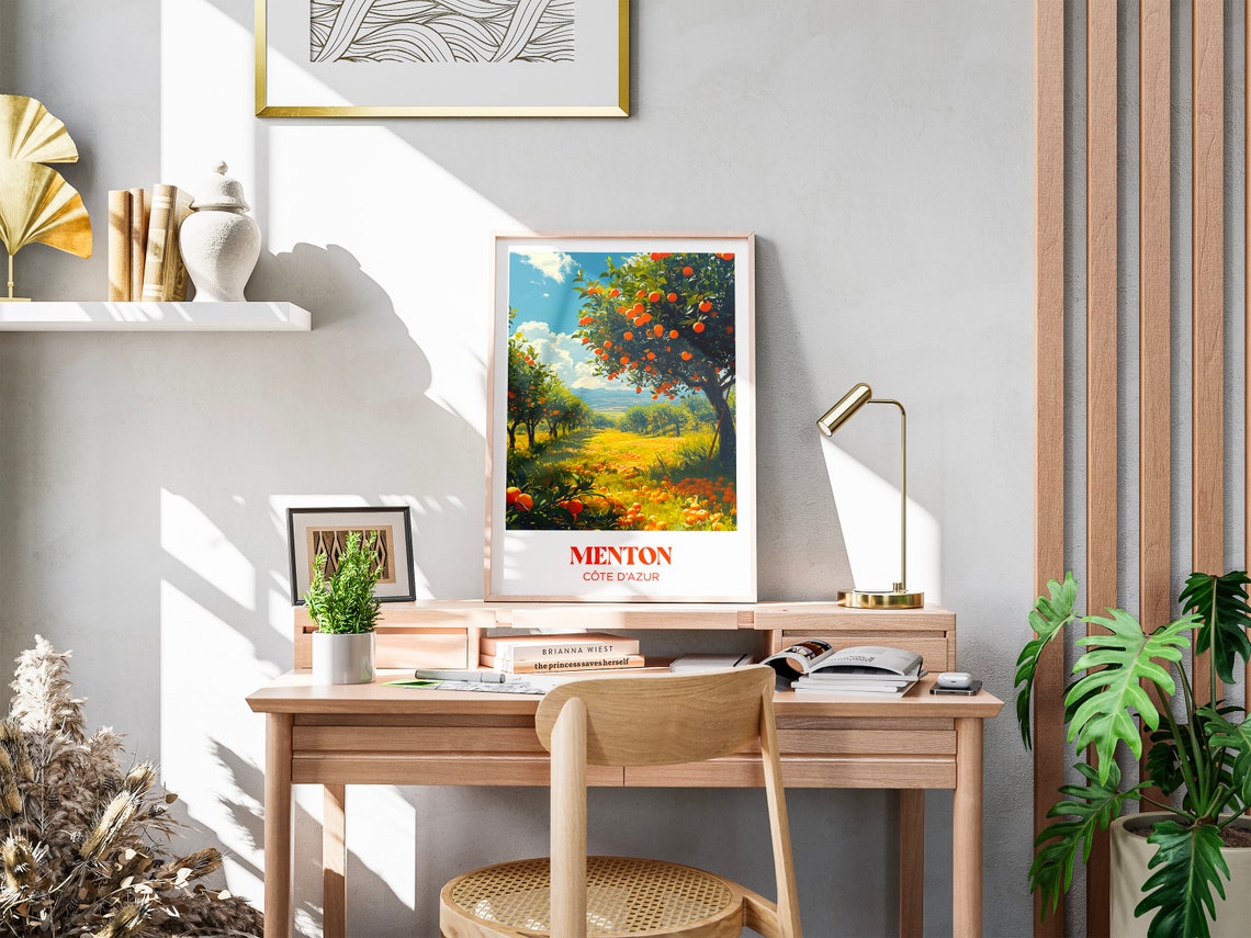 Menton Côte d'Azur Sunny Orange Groves Landscape Travel Poster - Image 3