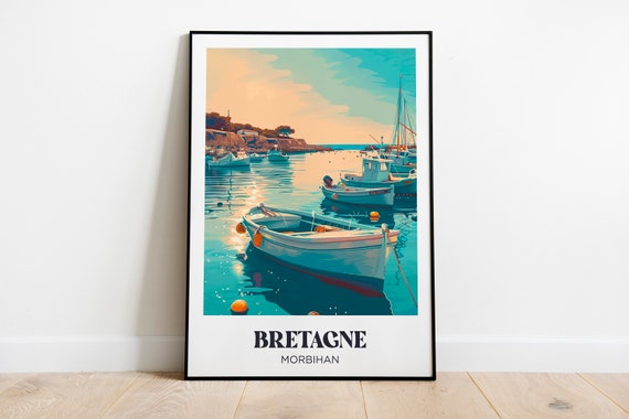 Bretagne Watercolor Travel Poster, French Brittany
