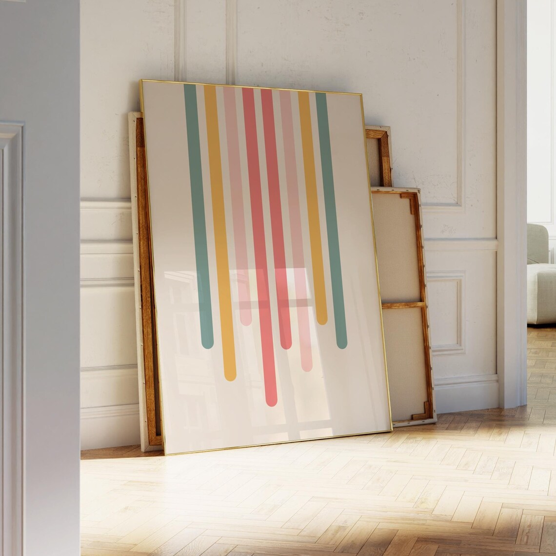 Pastel Stripes Colorful Minimalist Abstract Lines Art Poster - Image 3