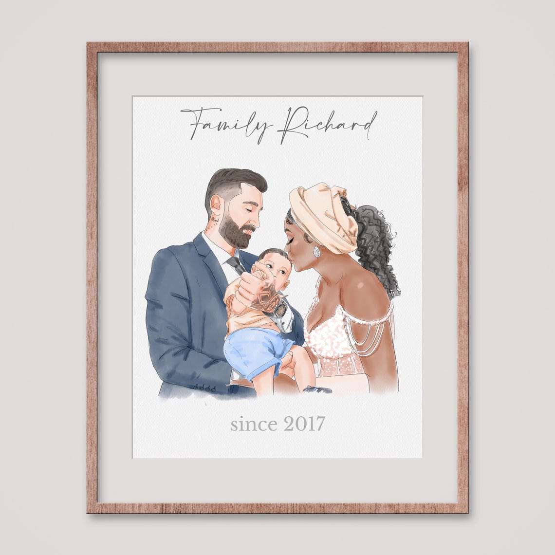 Hand Drawn Family Portrait Painting Custom Family Portrait Miniature Custom Family Drawing Family Portrait Gift Custom Family Painting