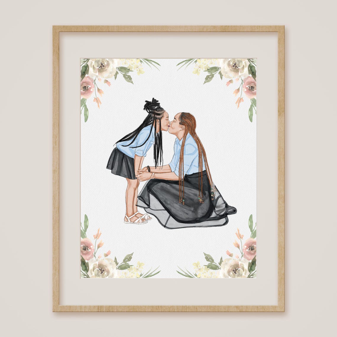 Personalized Family Portrait Gift Custom Drawing Mother Daughter Print Watercolor Portrait Painting Wife Birthday Gift Mother And Baby