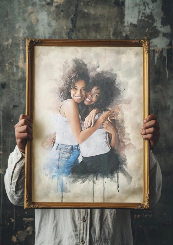 Best Friend Birthday Gift Personalized Friends Portrait Watercolor Painting From Photo Friendship Gift Watercolor Portrait Painting