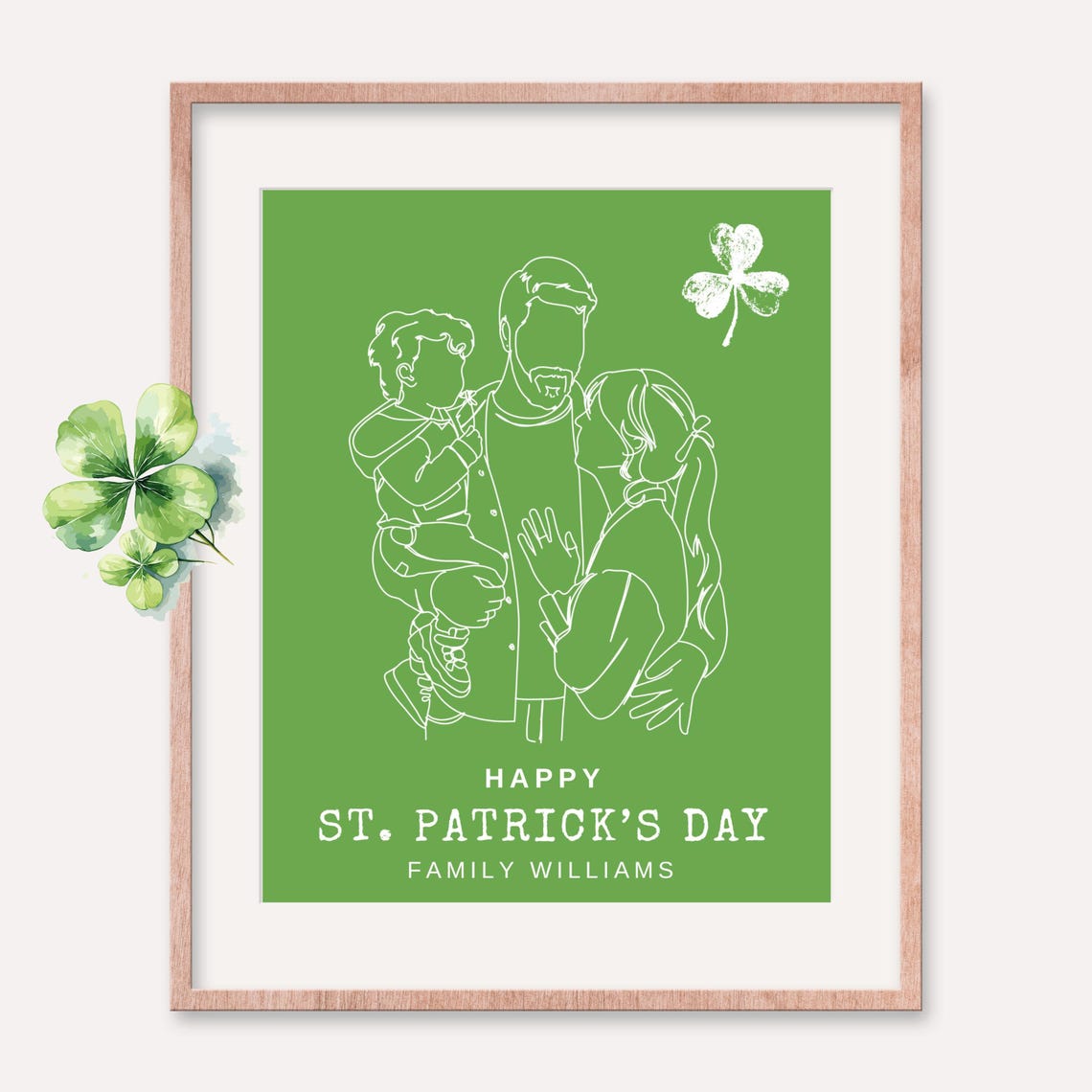 St. Patrick's Day Dad and Son Family Line Art Portrait Poster