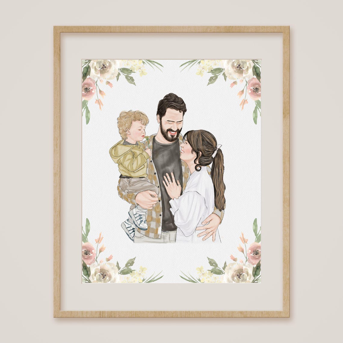 Mom Birthday Gift Mother Daughter Photo Gift Custom Portrait Watercolor Painting Mother And Son Drawing Family Hand Drawn Hand Painted - Image 2