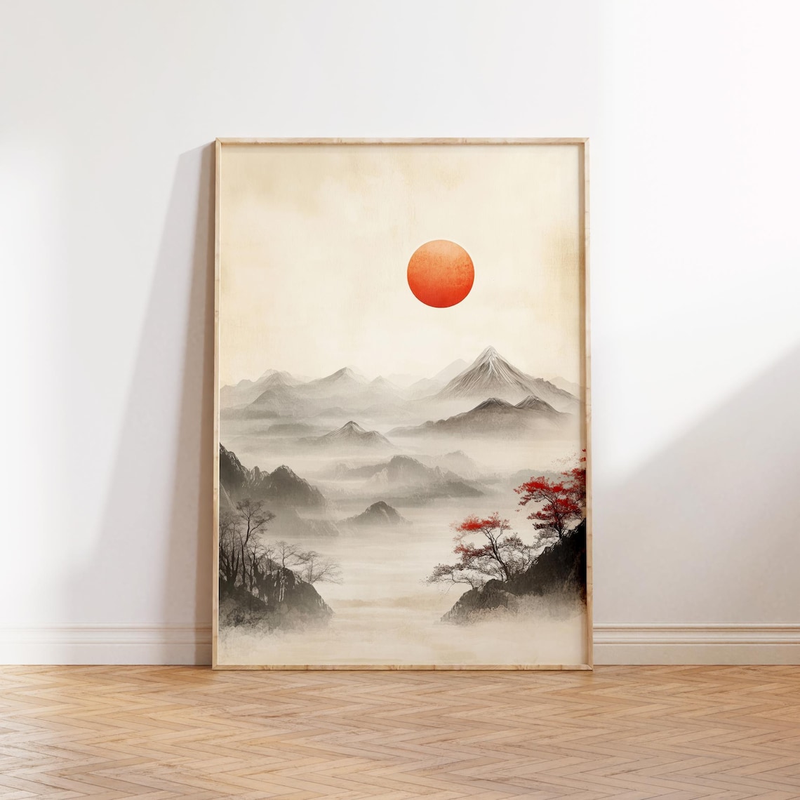 Japanese Mountain Landscape, Misty Peaks Travel Poster - Image 2