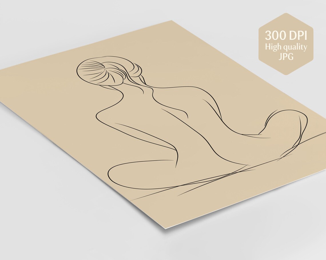 Seated Elegance Line Art, Minimalist Female Figure - Image 2