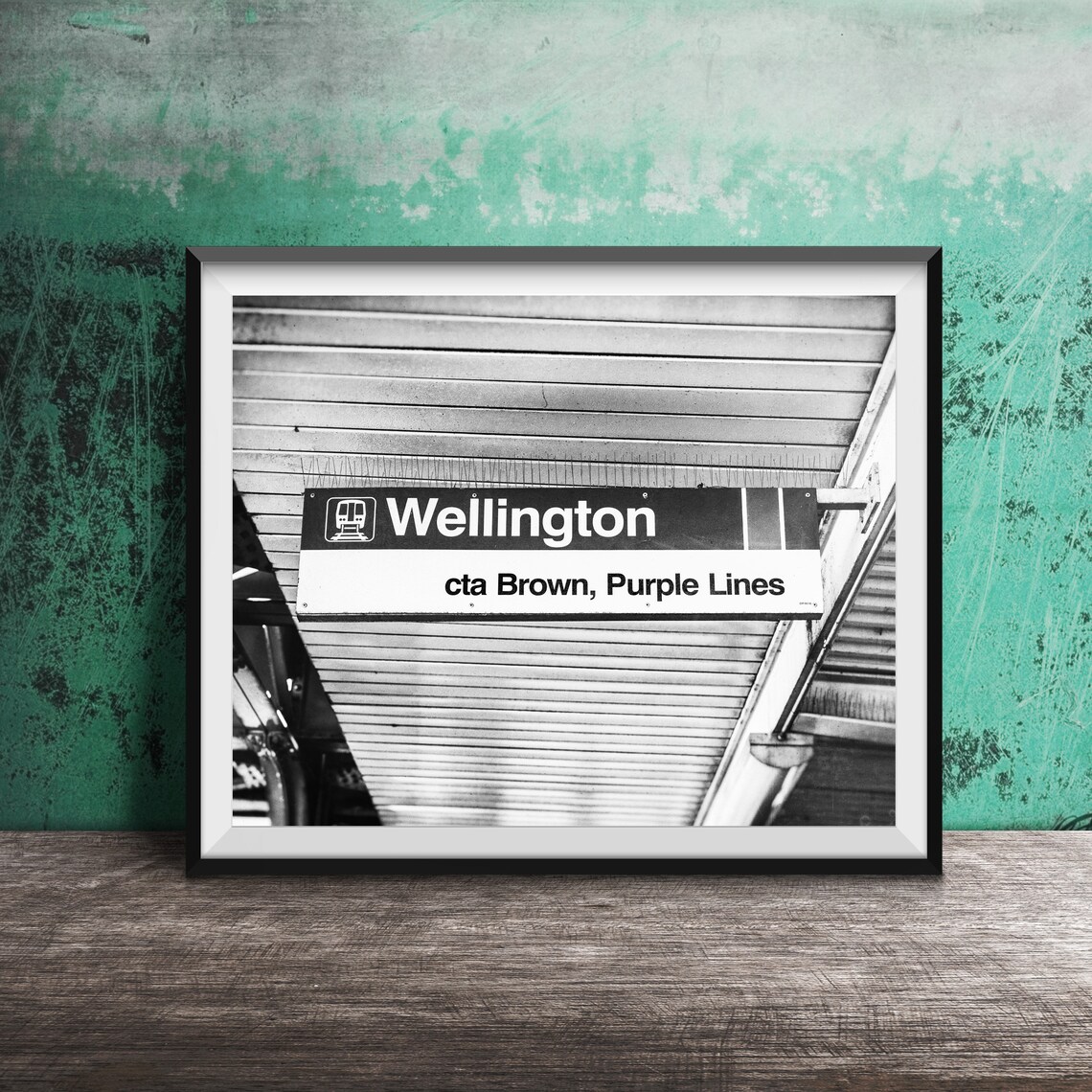 Wellington Chicago CTA Brown Purple Lines Station Sign Poster - Image 2
