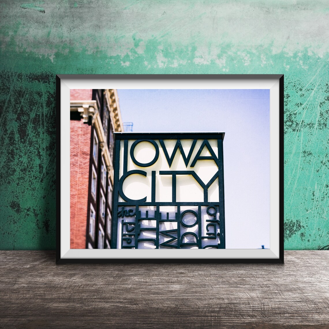 Iowa City Art Deco Metal Welcome Sign Vintage Photography Poster