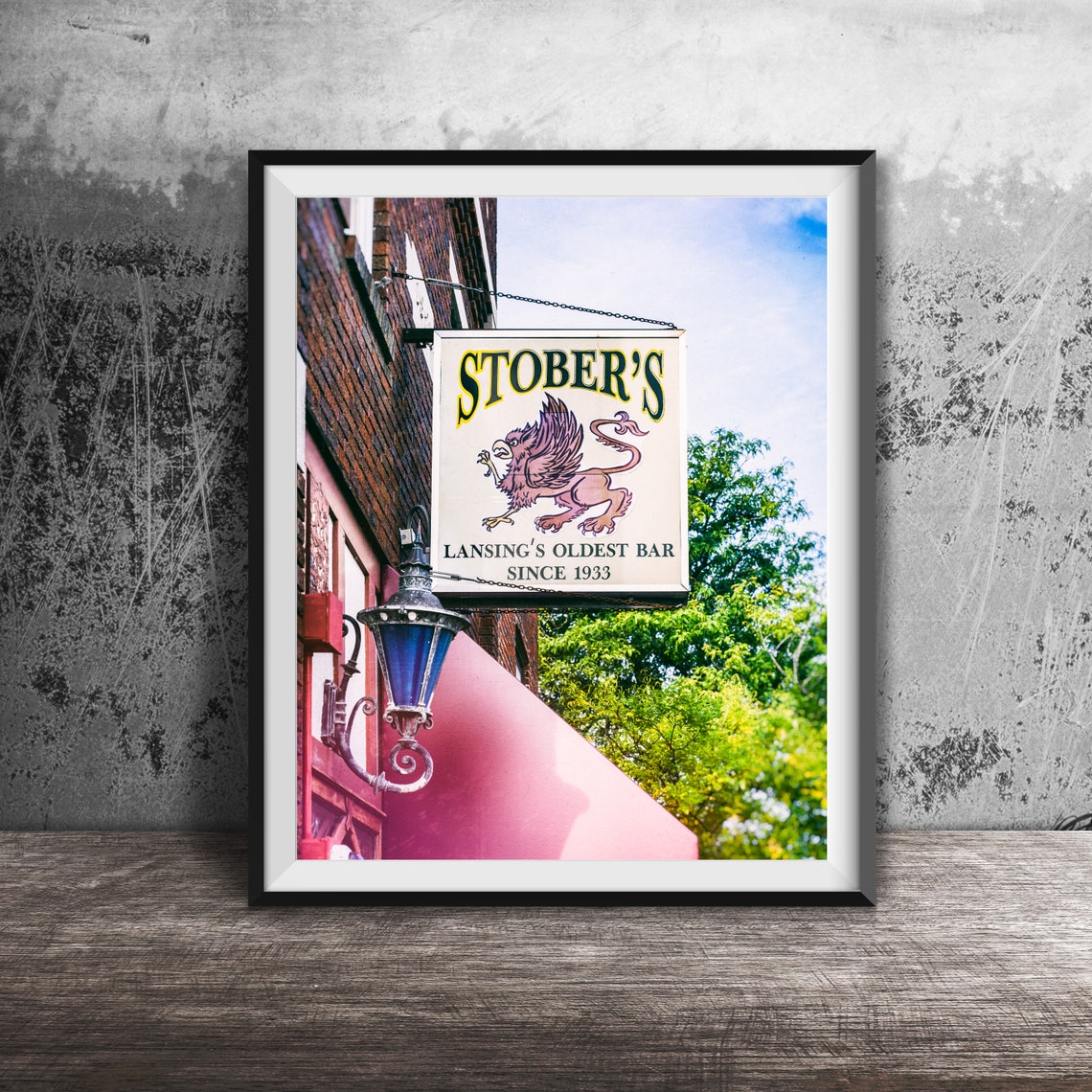 Stober's Lansing's Oldest Bar Since 1933 Hanging Pub Sign Poster