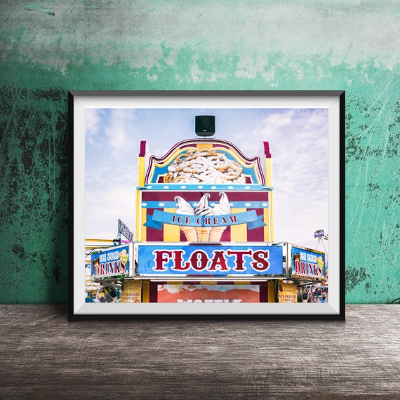 Ice Cream Floats Unframed Photography Print Bright Colorful Kitchen Decor Carnival Circus Fun Fair Foods Funnel Cakes